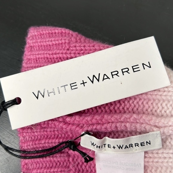 White + Warren Dip Dye Cashmere Beanie in Silver Lilac Combo NWT - Picture 7 of 8